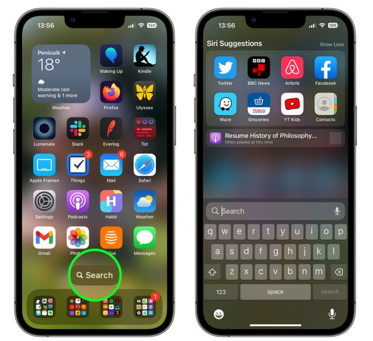 渝中苹果手机维修分享升级到 iOS 16 后，如何删除主屏幕上的搜索按钮 