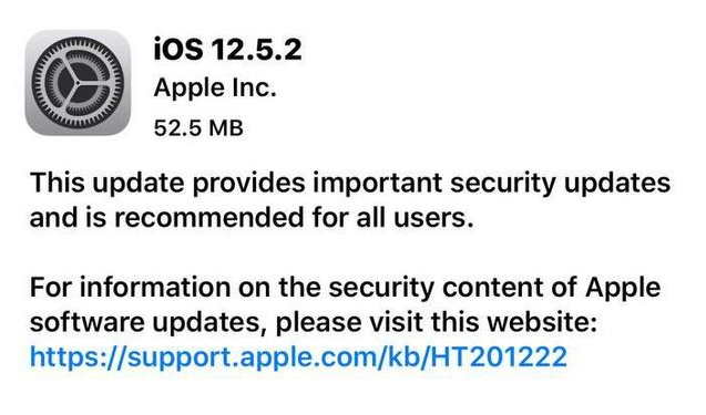 渝中苹果手机维修分享iOS12.5.2发布，建议所有老苹果用户安装 